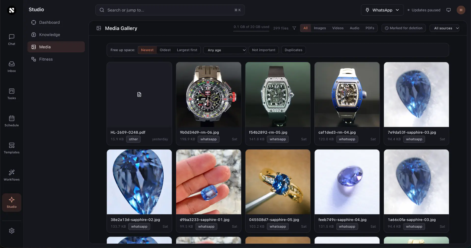 Suvi Studio media gallery with product photos and documents